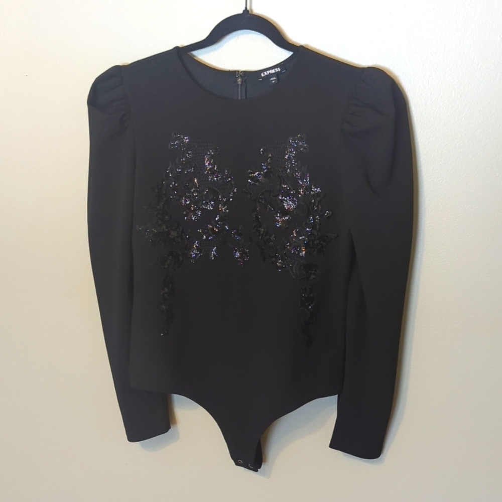 Black embellished bodysuit Express